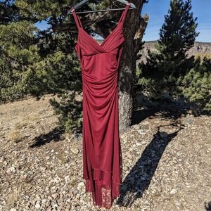 Vintage Y2K Burgundy Whimsigoth Party Dress Women's M Asymmetrical Fairy Party